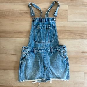 Mini denim overall dress